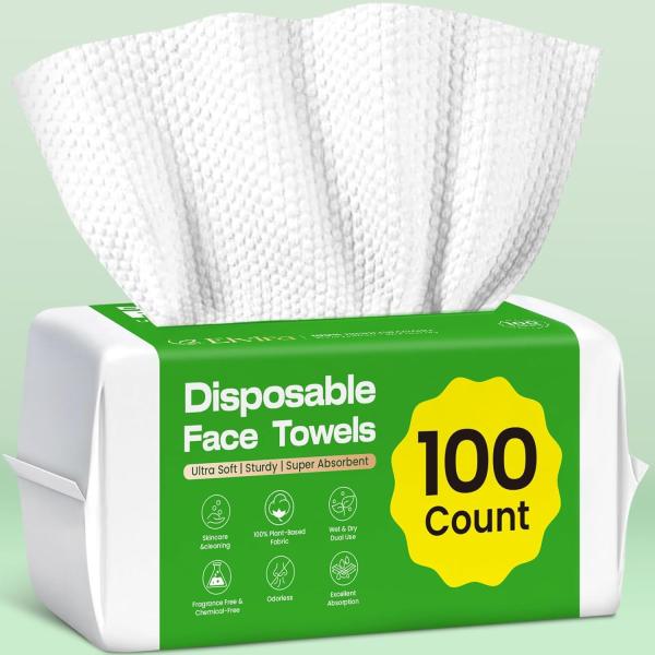 Disposable Face Towels, Biodegradable Facial Cleansing Towels, Ultra Soft &