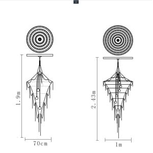 Handmade waterfall led chandelier aluminum chain tassel Black ceiling lamp