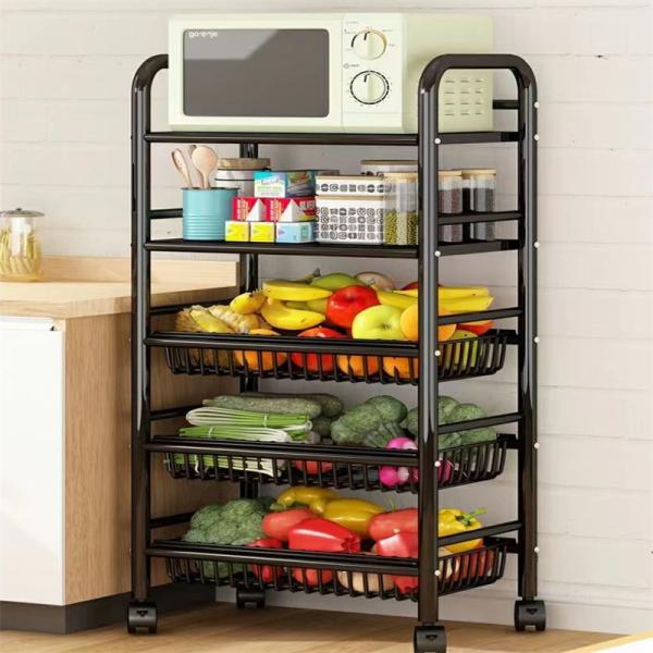 Square Vegetable Fruit 3/4/5 Layers Rotating Shelf Multi-function Kitchen Storage Rack