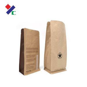 Biodegradable Kraft Paper Pouch Stand Up Compostable No Smell For Coffee Tea Nut