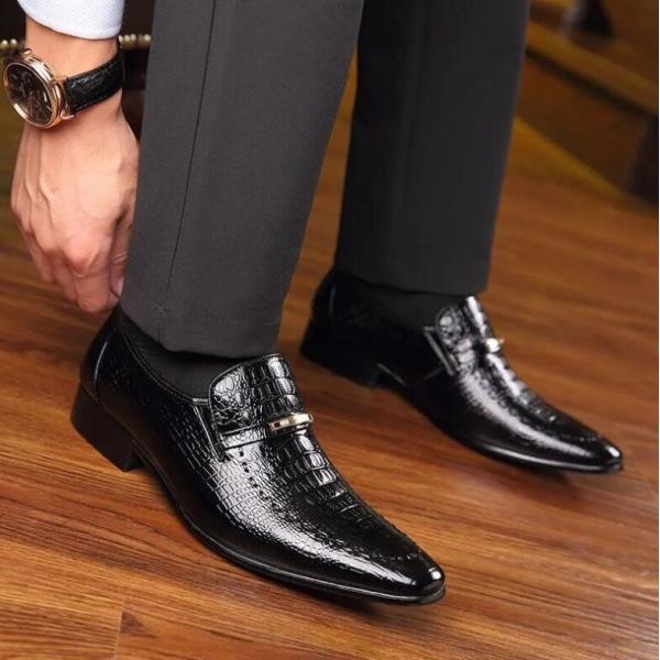 High Quality Men Business Leather Shoes Imitating Crocodile Pattern Leather Shoes