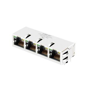 China LPJG488148AENL 1x4 Port RJ45 Gigabit Magnetic Jacks 1000 Base-T Tab Up Green/Yellow LED on sale