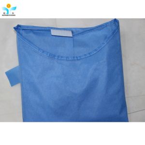 Disposable Blue SMS unisex hospital gowns Nonwoven With Knitted Cuff