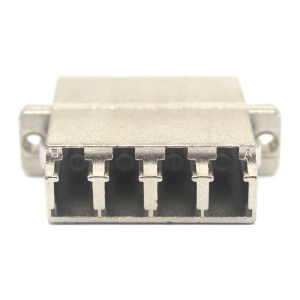 4G Network Compatible LC UPC Quadruplex Fiber Optic Adapter with Flange in Metal