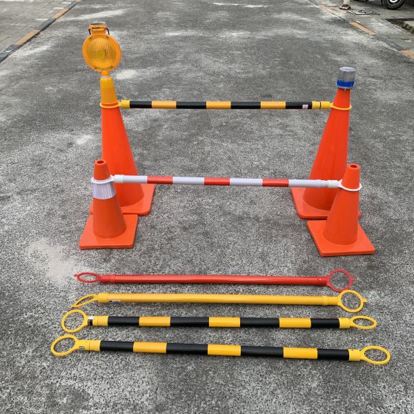 2.2meters Traffic Cone Tail Pole Connector PVC Collapsible Retractable Traffic Cone Bar White Reflector Delineator Post