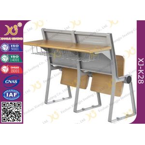 Metal And Plywood Structure School Desk Chair With Reading Pad For Lecture Room