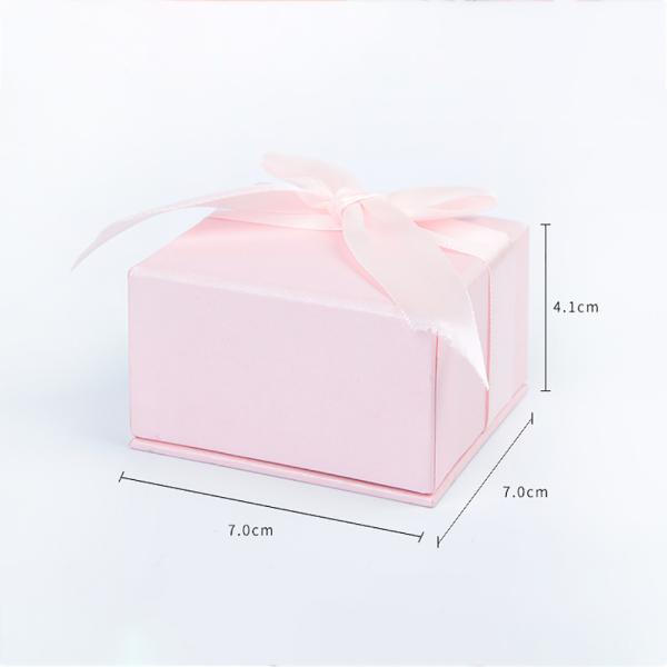 Paper Pendant Necklace Ring Packaging Box With Pink Bow Square Shape