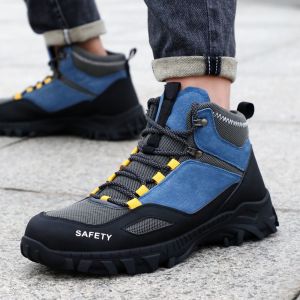 China Kevlar Midsole Unisex Suede Microfiber Wire Cloth Safety Boots Rubber Safety Shoes Work Shoes on sale