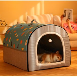 Foldable 2 In 1 Washable Cozy Pet Cave Bed With Removable Cushion