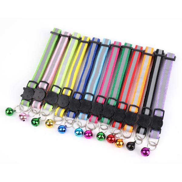 Mixed Colors Safe Nylon Pet Collar Reflective Adjustable Breakaway For Cats /