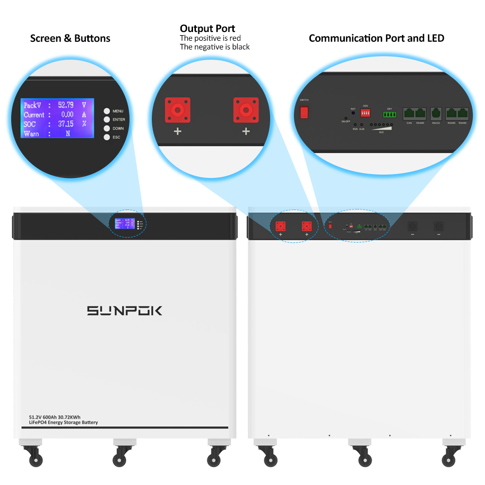 Customization 48V 600Ah LiFePO4 Lithium Battery Solar Panel Split System CAN Communication Home Energy Storage