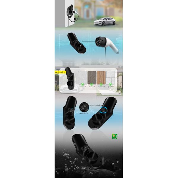 Black EV Charger Type 2 Plug Holder Wall Mount Bracket Socket For Professional