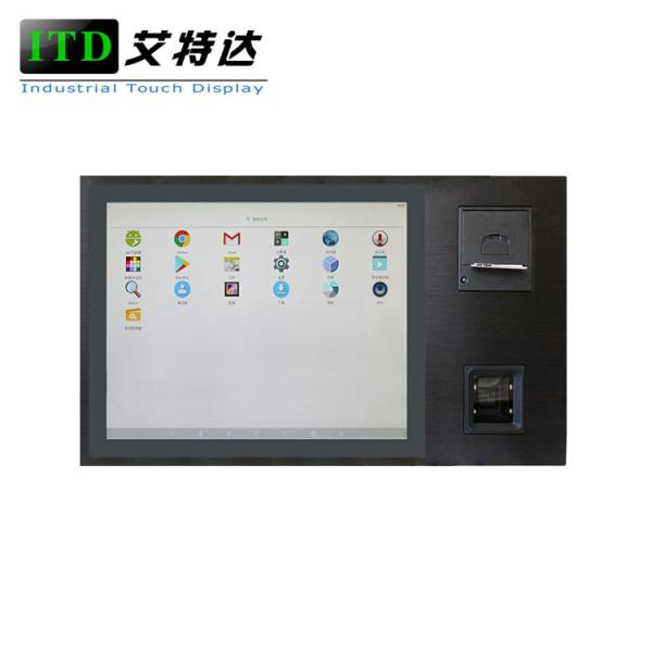 Quality Grey Embedded Touch Panel PC 15'' With Thermal Printer QR Reader Integrated Android 6.0 for sale