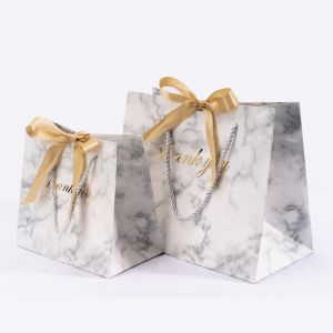 Custom Order Accepted CAIFENG Luxury Marble Paper Bag for Shoes Clothing Packing