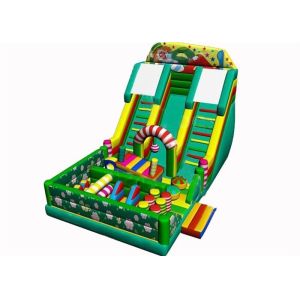Commercial PVC Tarpaulin Inflatable Theme Park With Double Slide Combo