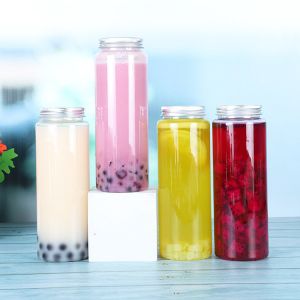 Leak Proof Plastic Milk Tea Bottles with Screw On Lids