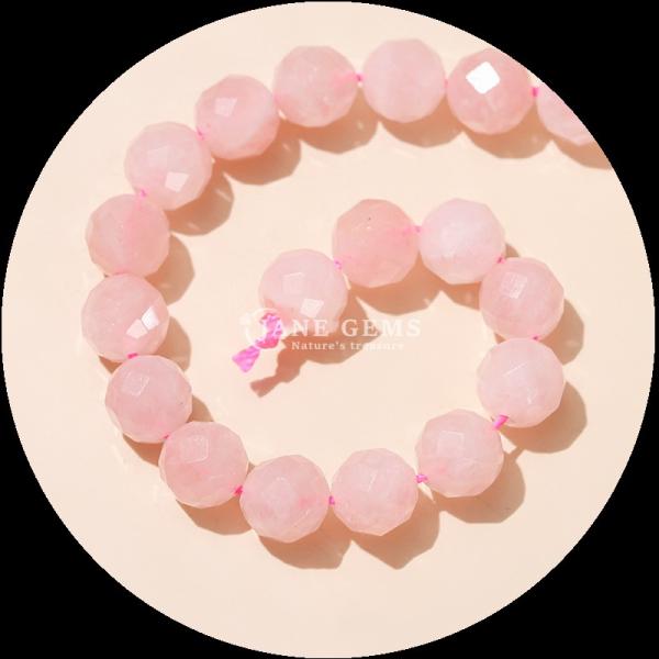 Gemstone Round Shape Beads Rose Quartz Clear Quartz Round Faceted Loose Beads for Elegant Jewelry Collections
