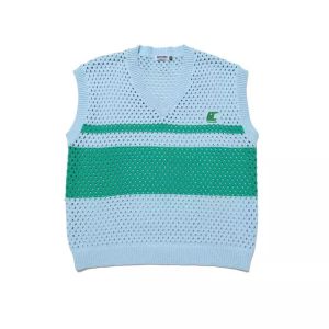 Spring and Fall Mesh Contrast V-Neck Men′ S Knitted Sweater Vest