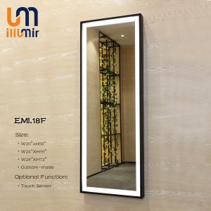 Hotel Decoration Full Length Vanity Mirror With Black Frame Around Light