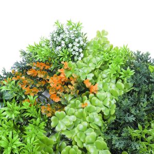 PE Plastic Artificial Plant Synthetic Wall Ornaments 50*50Cm Grass Flower Hedge