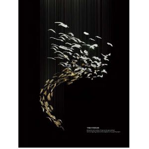 Customized Hotel Lobby Handmade Artistic Flying Feather Glass Pendant Lamp