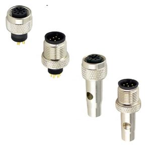 Automotive M12 Female Connector , Silver Color M12 Waterproof Connector