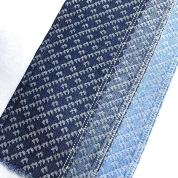 Flower And Stripe Design Printed Fabric Jacquard Non Elastic Denim 9.5oz 180CM