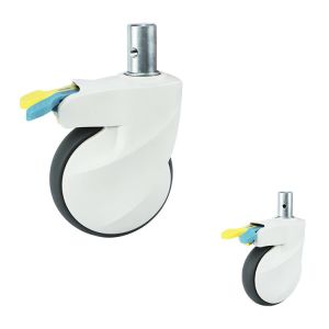 Soft Grey TPR Threaded Stem Swivel Medical Casters 4 Inch 220LBS Silent Cart