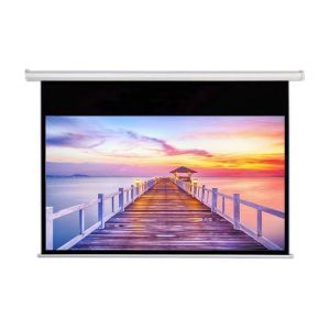 1:1 60"Motorized Projector Screen With Remote Control,Matte White Fabric Screen