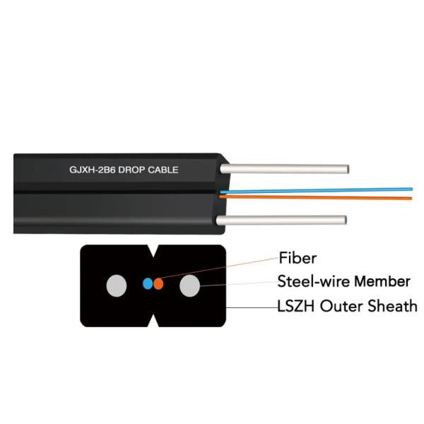 2 Core FTTH Drop Cable GJXH Indoor LSZH Jacket G657A2 Fiber Optic Cable
