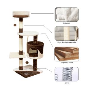 112cm Sisal Short Plush Climbing Cat Tree Tower