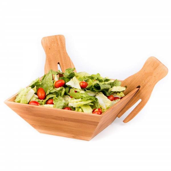 Quality Wood Salad Bowl Set With Bamboo Servers, Best For Serving Salad, Pasta, and Fruit bamboo wooden salad bowl for sale