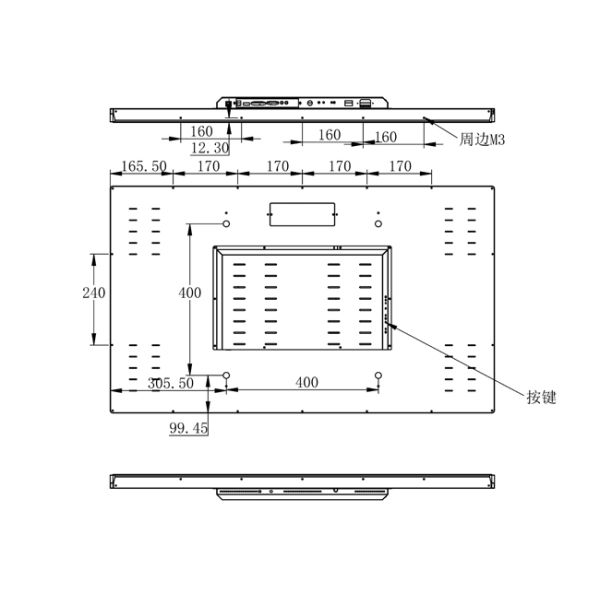43 Inch Industrial Waterproof IP65 Panel Mount Screen VESA Mountable Computer All in One