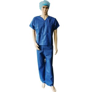v collar disposable protective suits thread sewing hospital scrub sets raw