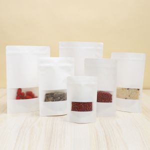 White BPA Free Cpp Resealable 90g Kraft Paper Pouches