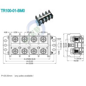 Polyamide Housing Material High Current Terminal Block 150A 2P-28P for