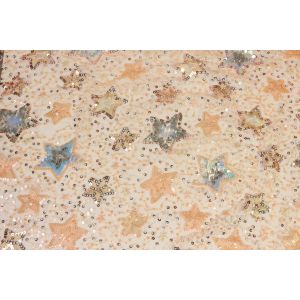 Multipatterned Bridal Lace Fabrics , Breathable Luminous Sequin Lace Fabric