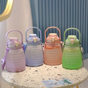 Outdoor Custom Drinking Cups Large Plastic Bpa Free Water Bottles With Rope