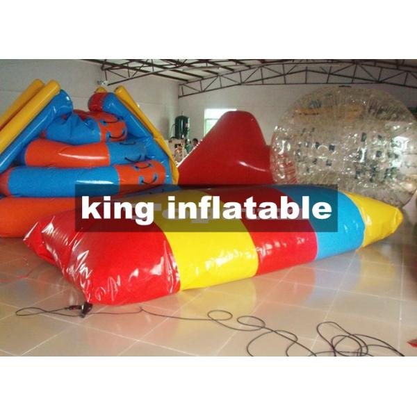 Red / Yellow / Blue 0.9mm PVC Inflatable Water Toys / Saturn Slide With Blob Ball