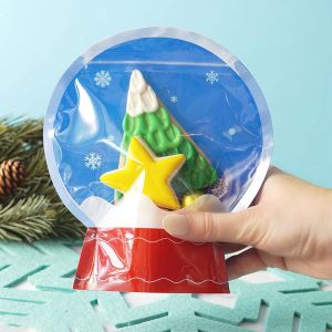 Custom Christmas Mylar Packaging Bag With Special Shape And Ziplock Closure