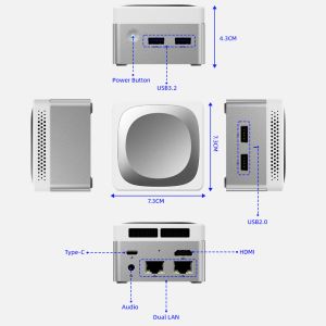Intel N100 Mini Cube Computer LPDDR5 Dual Gigabit Ethernet RJ45 Mini PC For Home