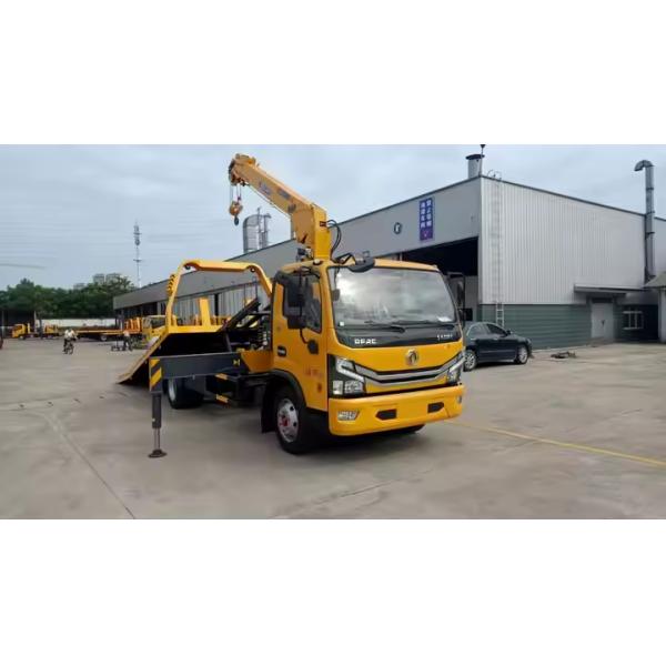 Dongfeng Dolica 6 Speed Transmission 7.5T Tare Weight With 4 Ton Of Hydraulic Lifting Turnover Truck With Crane