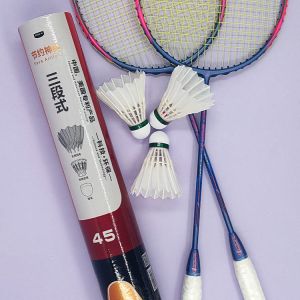 Feather Carbon Fiber Badminton Racquet and Shuttlecocks Set Wholesale Racket