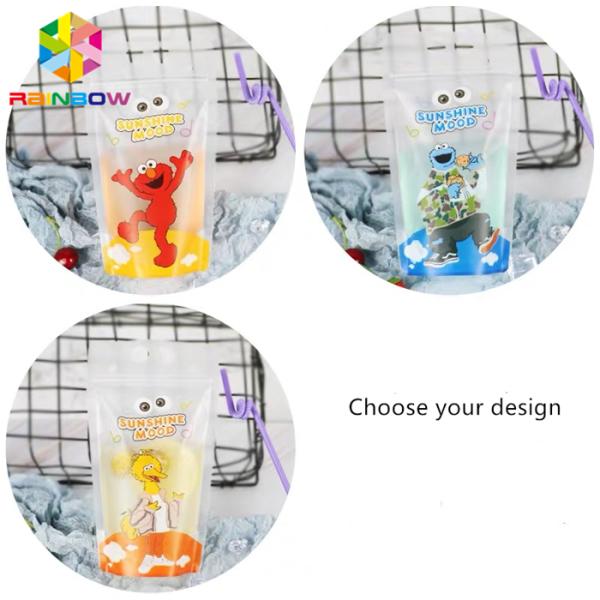 Gravure Printing Plastic Bag Packaging Colorful Straws For Packing Liquid Drink