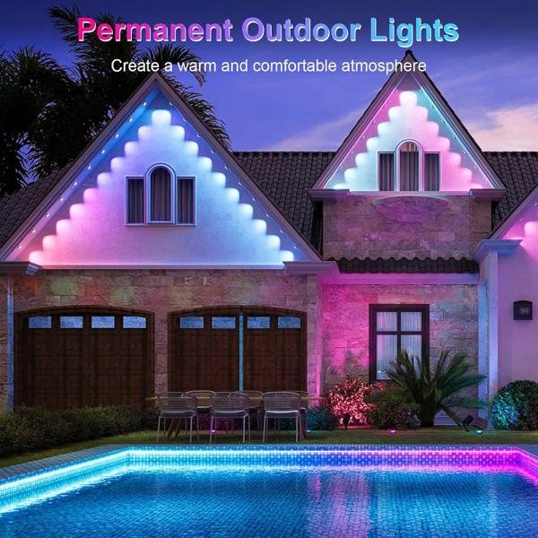 Intelligent color light wiring free solar eave light 10 meters 20 lamp set with
