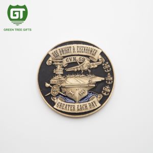 Round 3D effects Navy challenge Coin with gold plating and black color