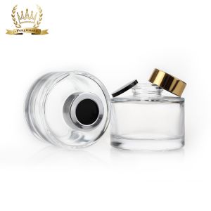 Decorative 200ml Diffuser Glass Bottle Round Clear With Cap