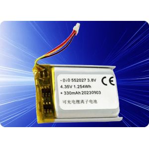 3.8V 350mAh Lithium Polymer Battery 1C Discharge 500 Cycles