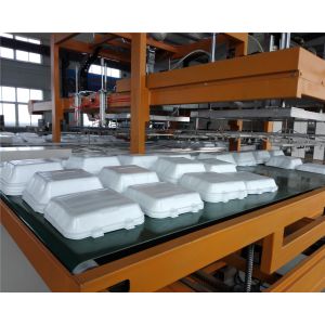 White Plastic Foam Food Container Machine Water Cooling PLC Controlled