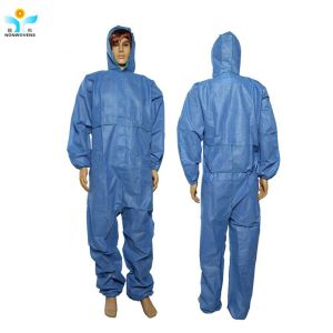 Sms Disposable Protective Wear Coverall With Knitted Elastic Cuffs And Zipper